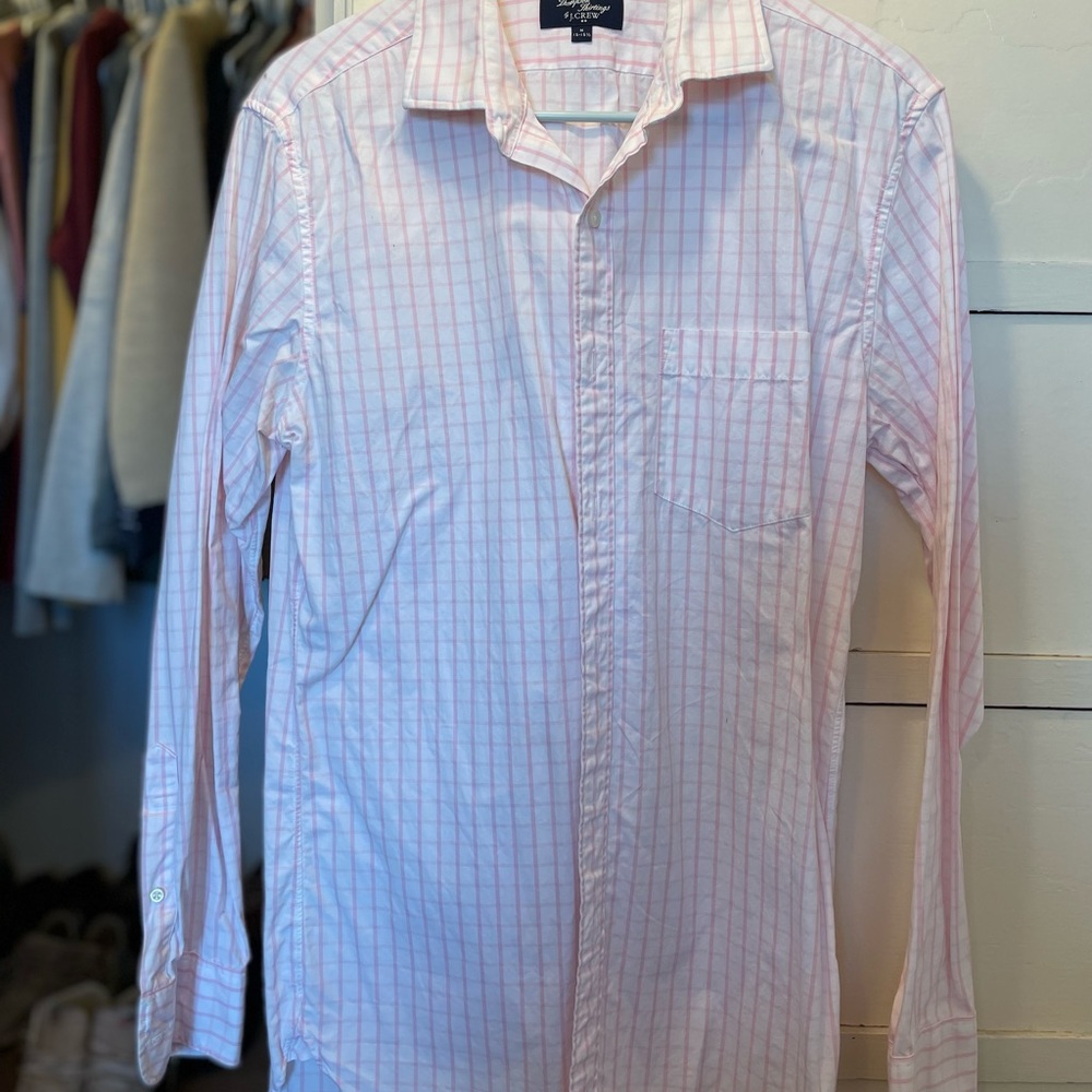 J. Crew men’s medium pink checkered dress shirt
